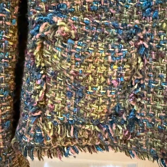 VTG JONES NEW YORK COUNTRY Frayed Edge Tweed Multicolor Blazer Jacket - Picture 4 of 8